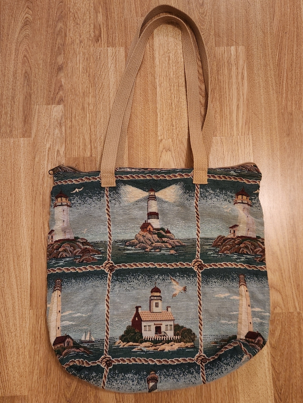 Handcrafted By Janine King Designs Made In Usa Tapestry Lighthouse Tote Bag